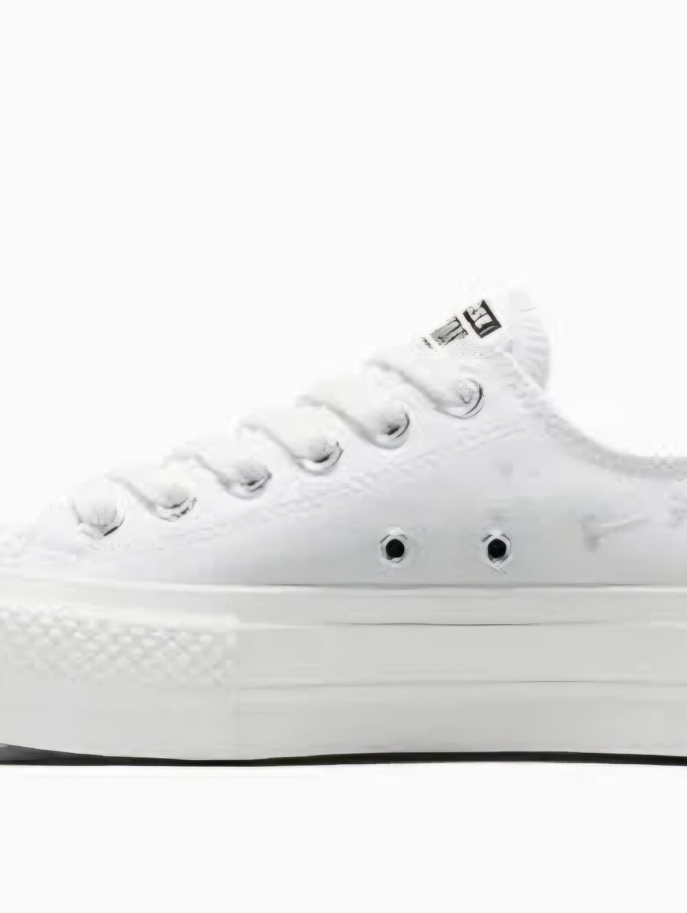 NWOB!Converse White Low-Top Platform Sneakers with Silver Floral Accents. Size 8 - Picture 4 of 13